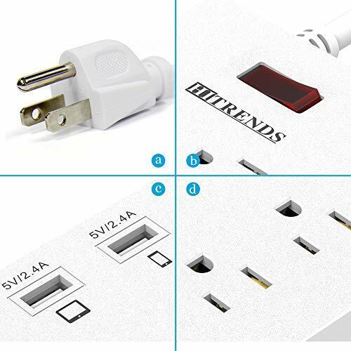 Surge Protector Power Strip with 6 USB Charging Ports, USB 6 Outlets White - Fresh Stock Dated February 2026