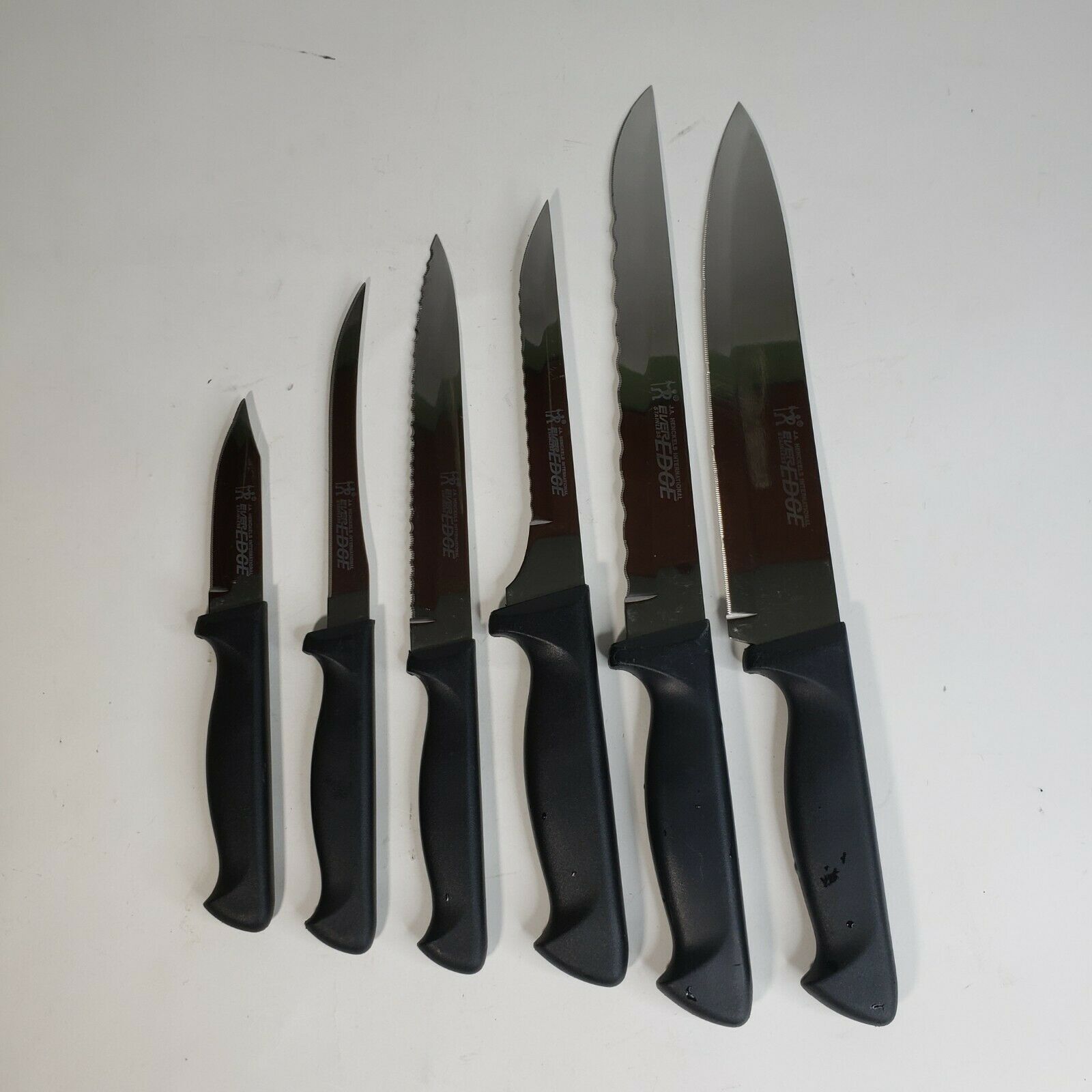 J A Henckels Everedge 6 Knife Kitchen Set w/ Block Chef's Fillet Paring Boning - Fresh Stock Dated January 2026