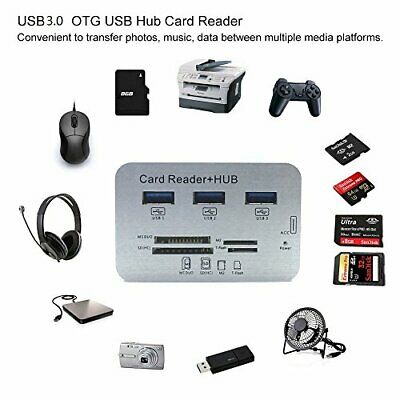 USB3.0 Card Reader and 3 Ports USB Hub, High Speed External Memory Card - Fresh Stock Dated February 2026
