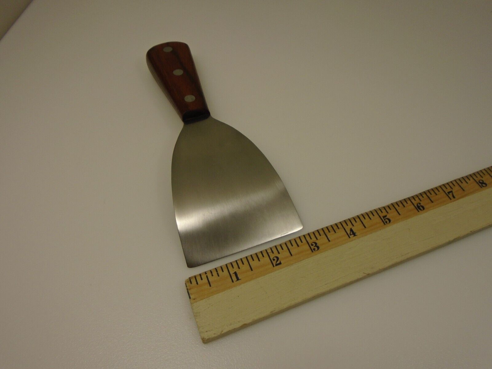 Russell USA 3 inch High Carbon Scraper Curved Arced Stiff Blade Wood Handle New - Fresh Stock Dated February 2026