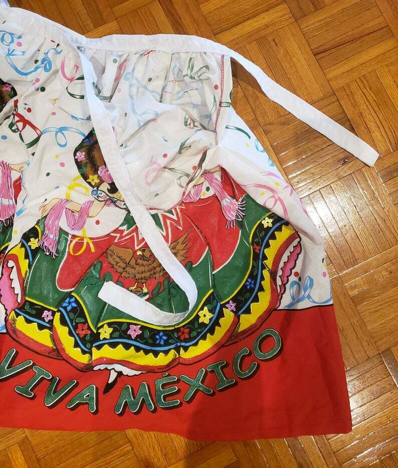 Vintage Hand Painted novelty cotton Mexican Mexico full skirt L XL rockabilly - Fresh Stock Dated December 2025