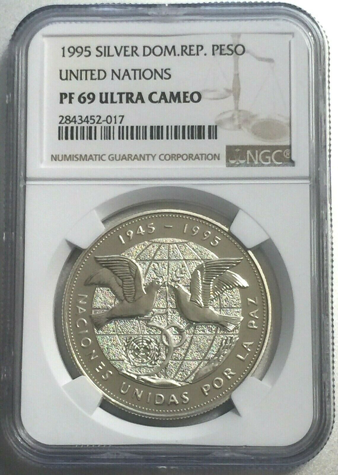 Dominican Republic 1 Peso 1995 Proof 69 NGC UN Silver Coin - Fresh Stock Dated December 2025