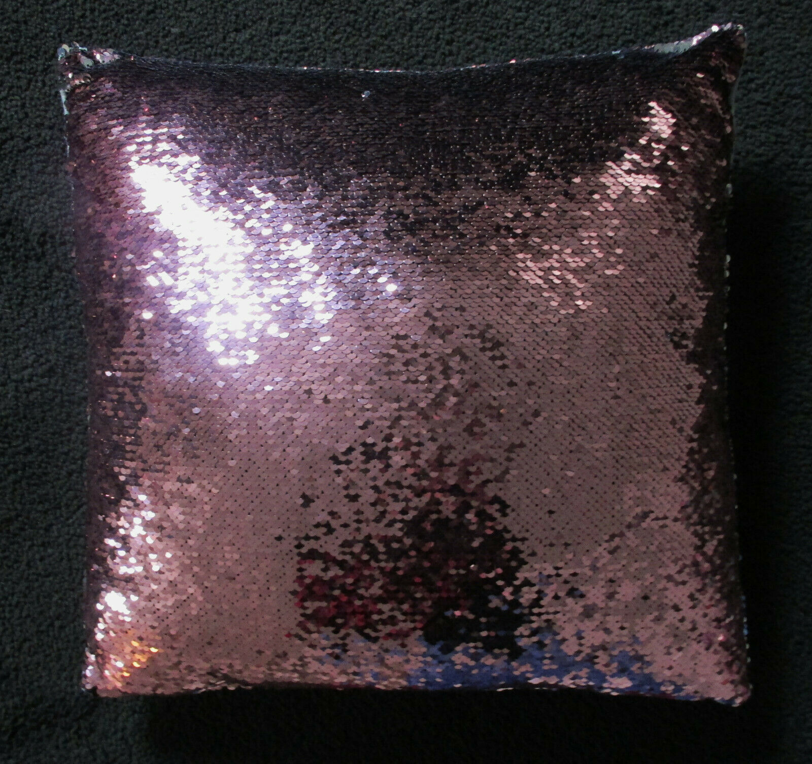 Pink to silver sequin toss pillow 17
