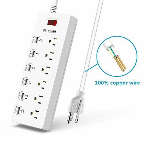Surge Protector Power Strip with 6 USB Charging Ports, USB 6 Outlets White - Fresh Stock Dated February 2026