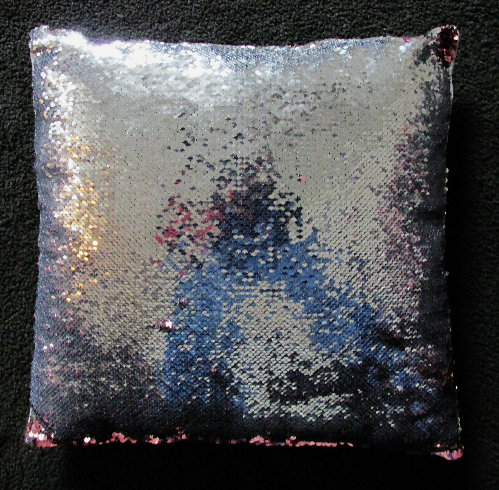 Pink to silver sequin toss pillow 17