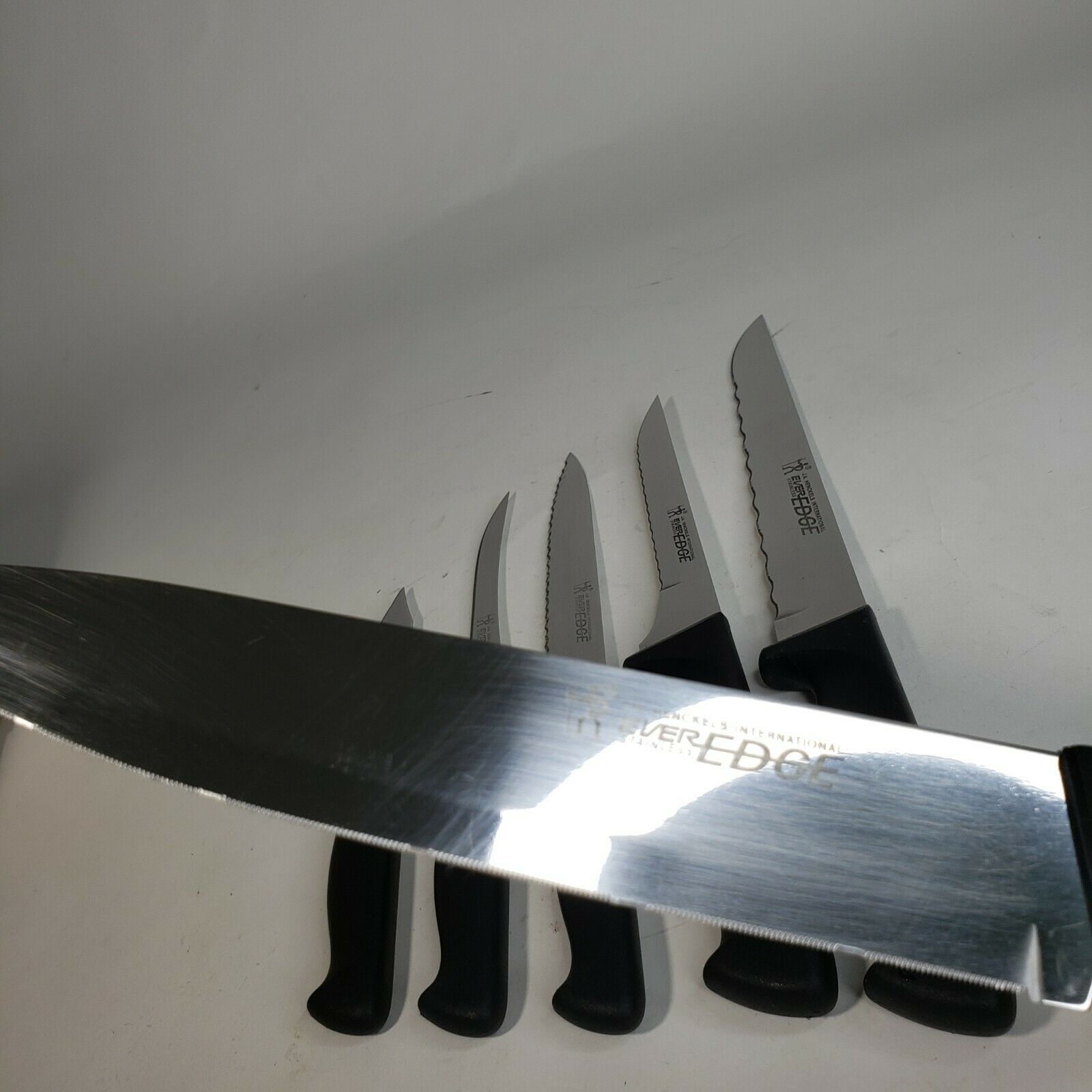 J A Henckels Everedge 6 Knife Kitchen Set w/ Block Chef's Fillet Paring Boning - Fresh Stock Dated January 2026