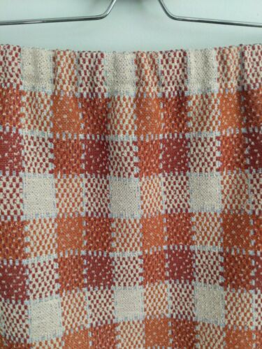 Vintage 70s Mod Check A-Line Skirt Secretary Stretch Polyester Rust Orange M L - Fresh Stock Dated March 2026