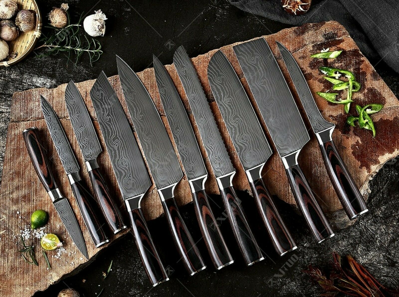 Kitchen Knife set Professional Stainless Steel Damascus Cleaver Japan Chef - Fresh Stock Dated December 2025