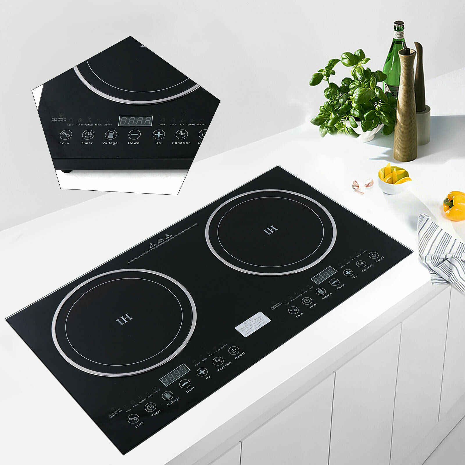 110V Touch Induction Cooktop Countertop Cooker 2 Burner Stove 8 Gear Firepower - Fresh Stock Dated February 2026