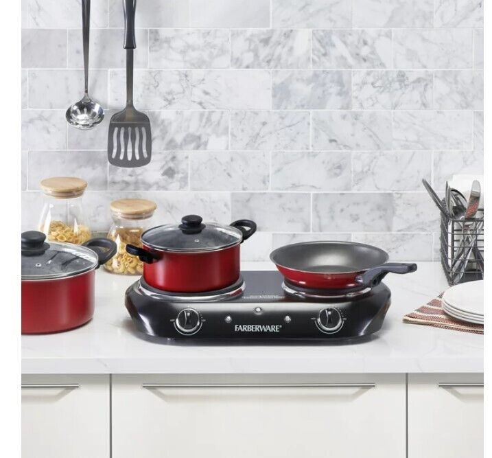 Electric Cooktop Burner 2 Plate Hot Portable Cooking Stove 1800 W, 1 Each - Fresh Stock Dated February 2026