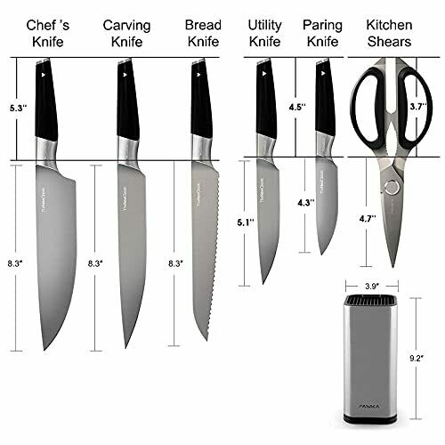 Kitchen Knife Set, 7 Pieces German High Carbon Stainless Steel Knife Block Set - Fresh Stock Dated December 2025