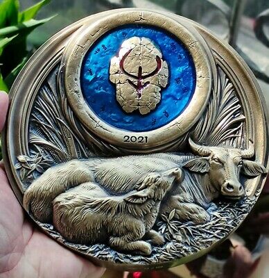 2021 China 155mm Bronze with Enamel Medal - Lunar Year of the Ox - Fresh Stock Dated February 2026