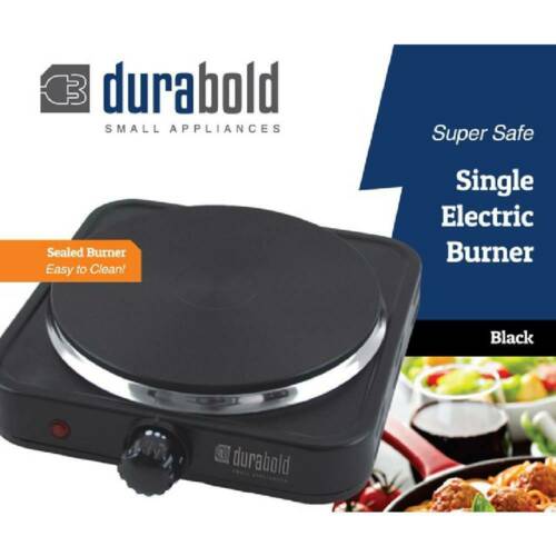 Durabold Single Electric Burner Sealed 1000W 7-Inch Hot Plate Cook Stove, Black - Fresh Stock Dated December 2025