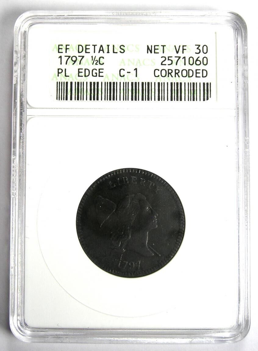 1797 Liberty Cap Flowing Hair Half Cent 1/2C -  ANACS XF Details (EF) / Net VF30 - Fresh Stock Dated February 2026
