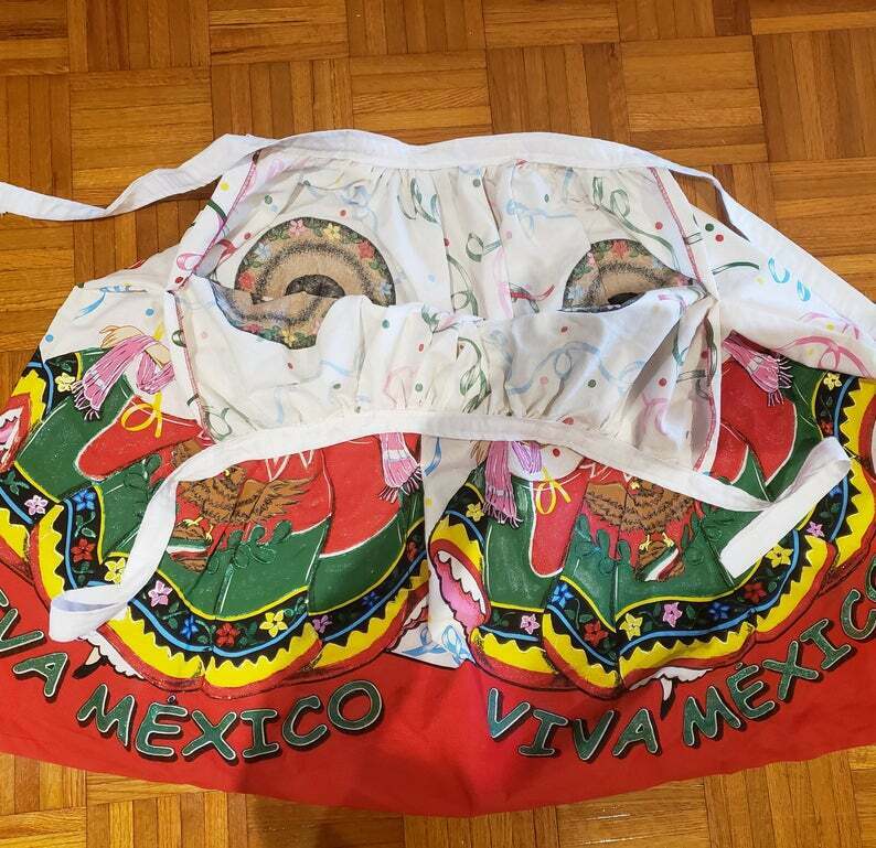 Vintage Hand Painted novelty cotton Mexican Mexico full skirt L XL rockabilly - Fresh Stock Dated December 2025