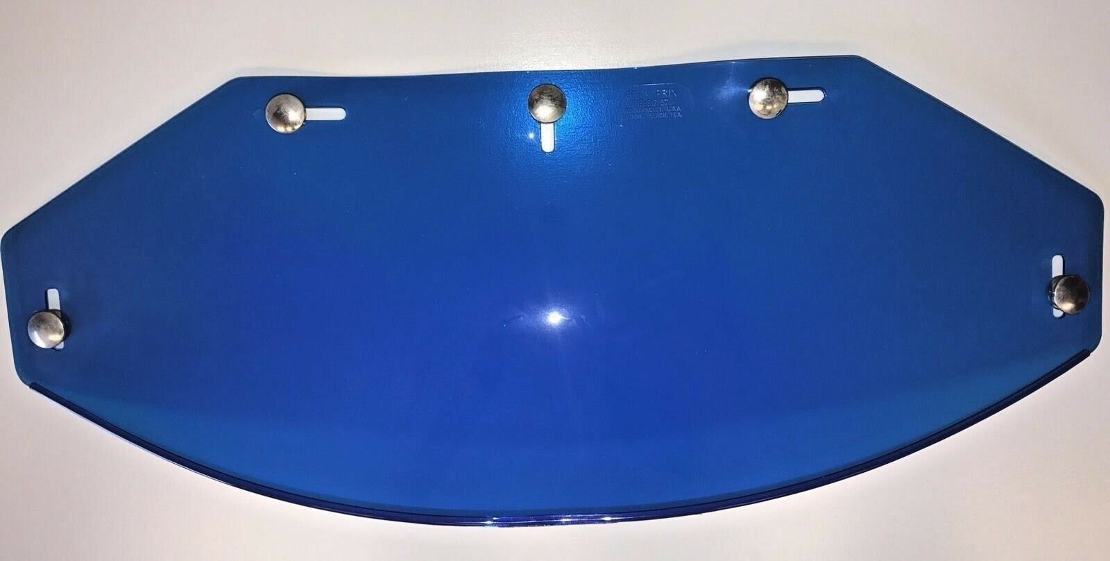 NOS VINTAGE GRAND-PRIX 5 SNAP MOTORCYCLE HELMET SHIELD BLUE w/ VINYL BEADED EDGE - Fresh Stock Dated December 2025