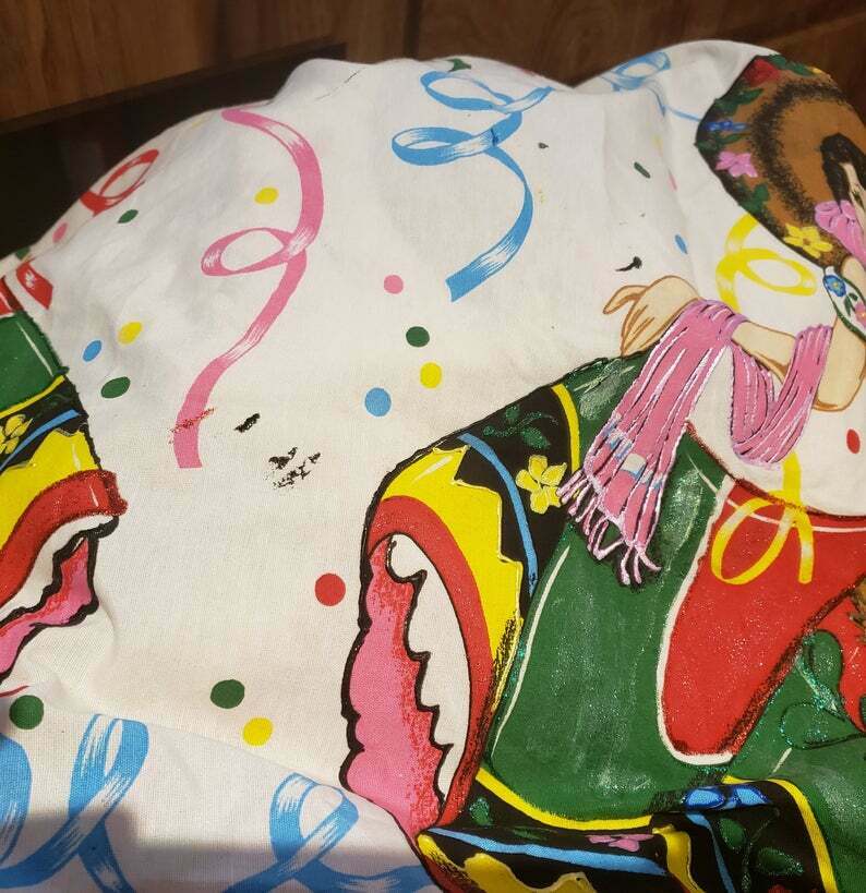 Vintage Hand Painted novelty cotton Mexican Mexico full skirt L XL rockabilly - Fresh Stock Dated December 2025