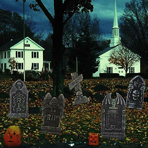 5PCS Halloween Foam RIP Graveyard Tombstones Halloween Yard Decorations Lawn - Fresh Stock Dated February 2026