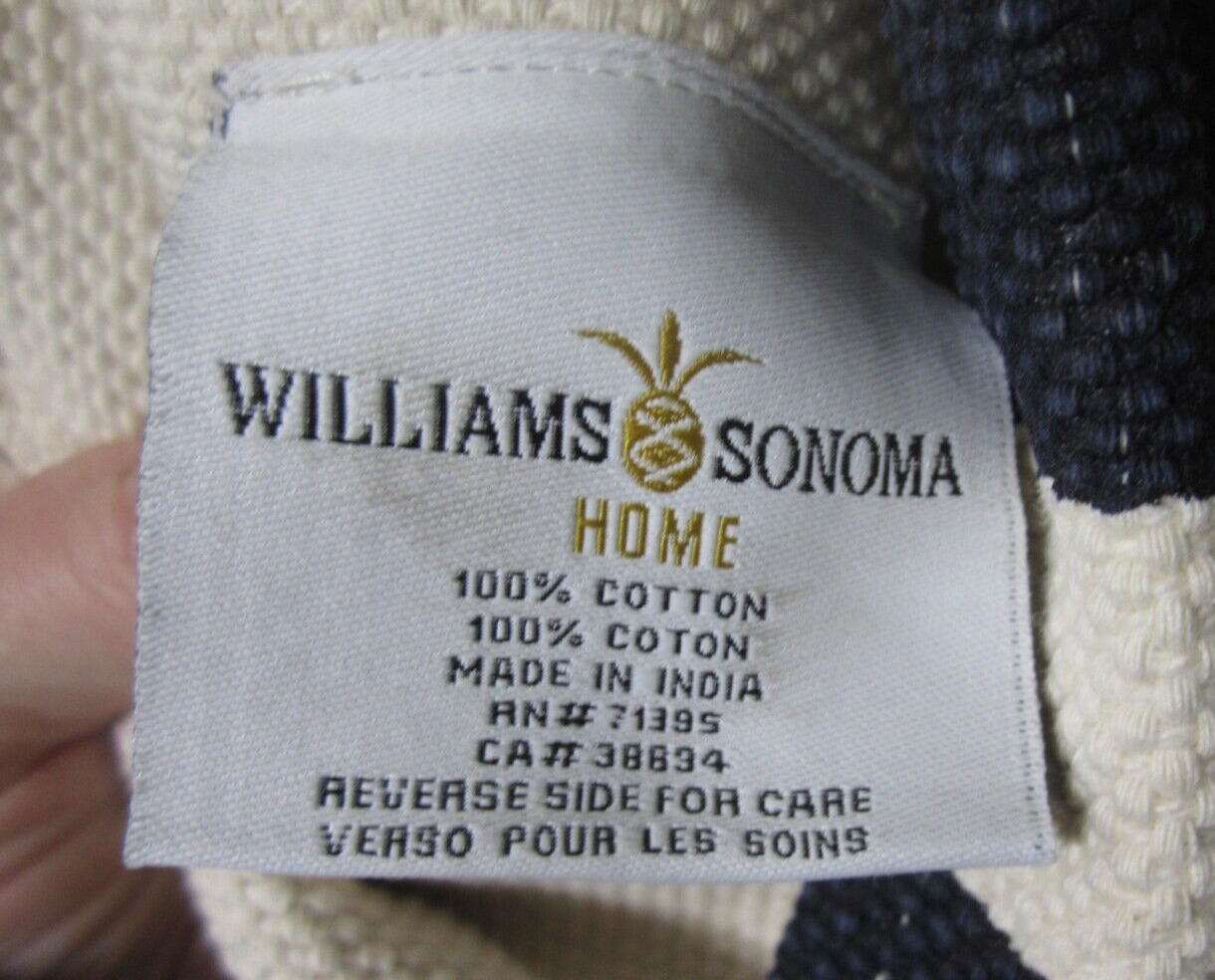 Williams Sonoma Heavy Woven Ikat Midnight Blue Pillow Cover 15