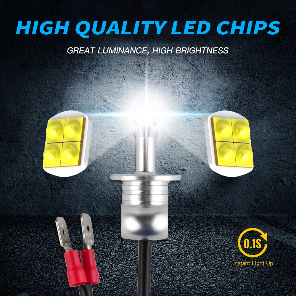 H3 Motorcycle LED Headlights High Beam 6000K White Bulbs For Aprilia Fits Ducati - Fresh Stock Dated March 2026