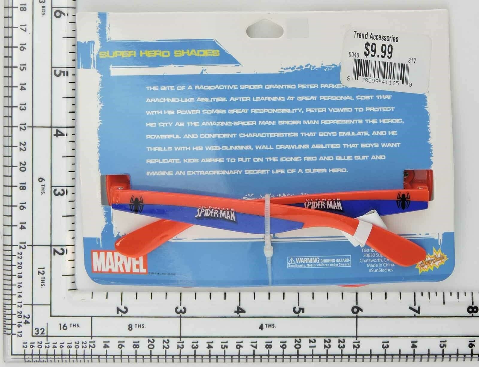 Marvel Spiderman Super Hero Shades Sun Staches Sunglasses costume eyewear MOC - Fresh Stock Dated December 2025