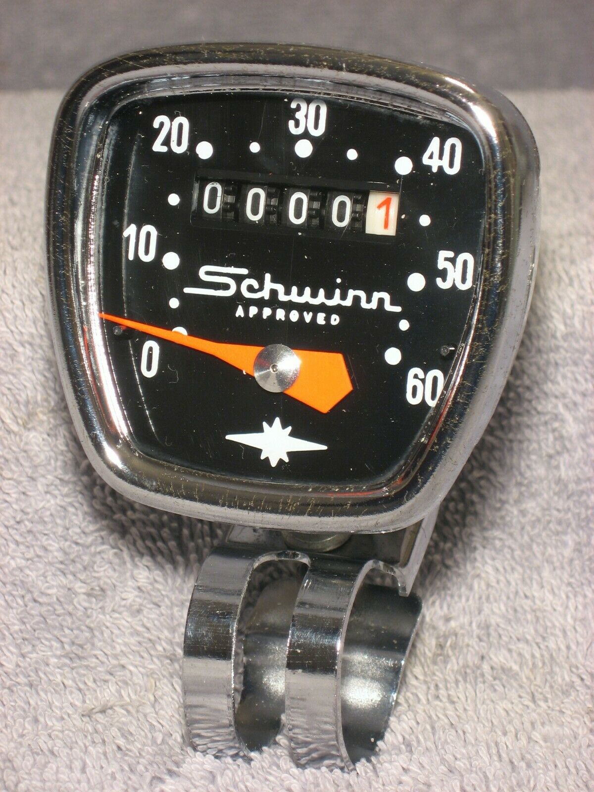 VINTAGE SCHWINN APPROVED CHROME BIKE SPEEDOMETER HEAD HURET BICYCLE SPEEDO - Fresh Stock Dated December 2025