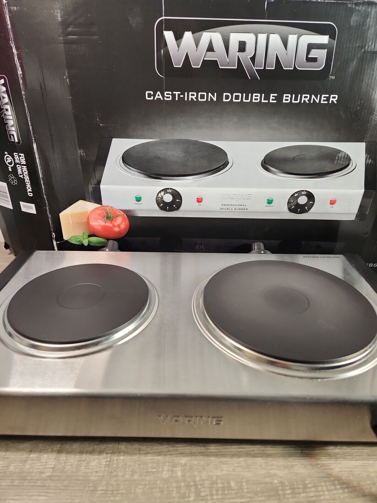 Waring Consumer Products DB60 Professional Cast-Iron Double Burner 1800w - Fresh Stock Dated February 2026