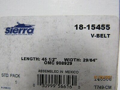 New Sierra OMC Marine V-Belt Part Number 18-15455 - Fresh Stock Dated February 2026