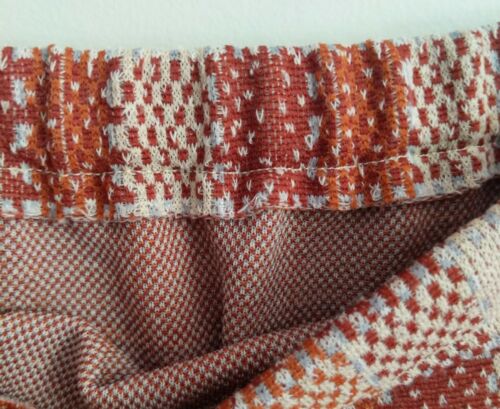 Vintage 70s Mod Check A-Line Skirt Secretary Stretch Polyester Rust Orange M L - Fresh Stock Dated March 2026