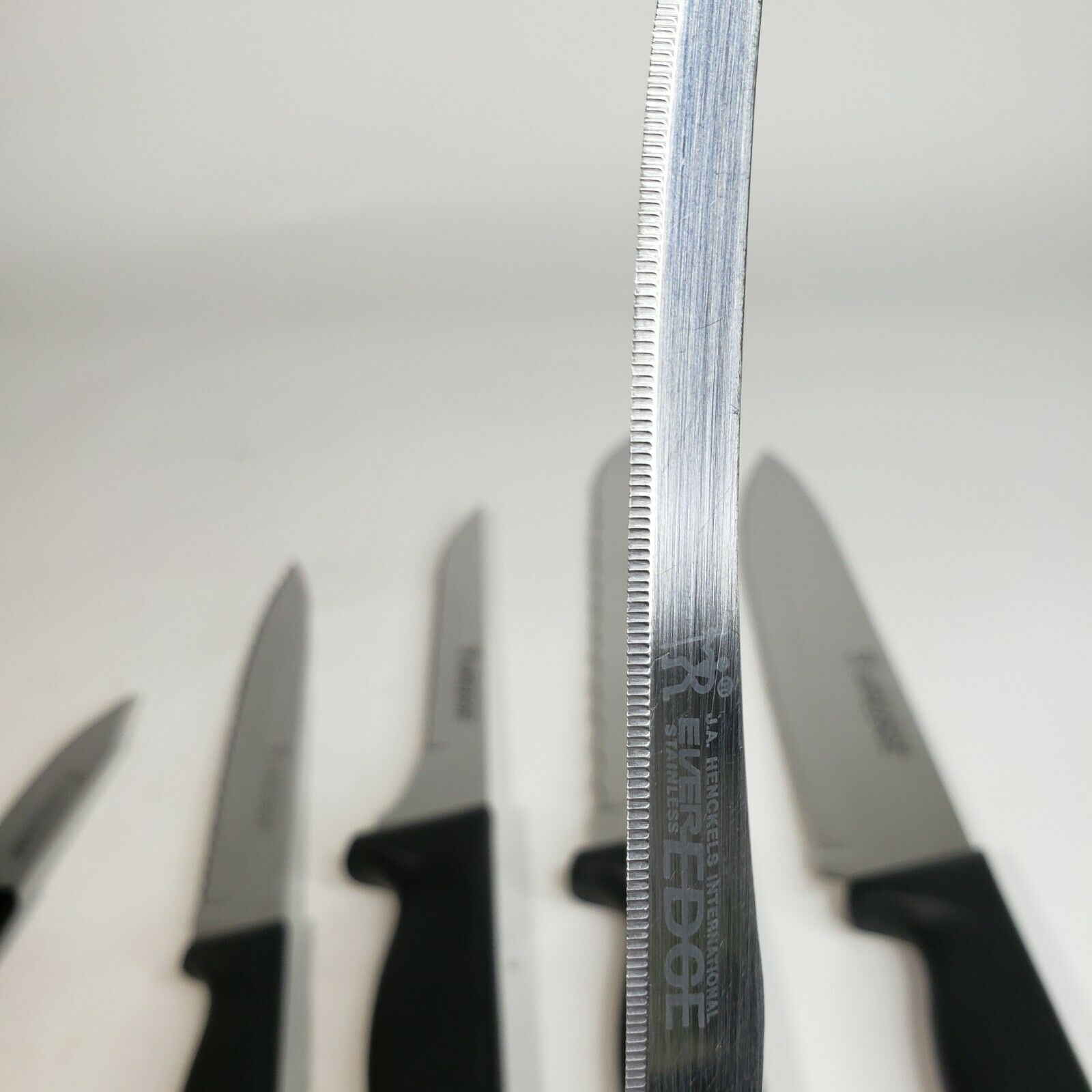 J A Henckels Everedge 6 Knife Kitchen Set w/ Block Chef's Fillet Paring Boning - Fresh Stock Dated January 2026