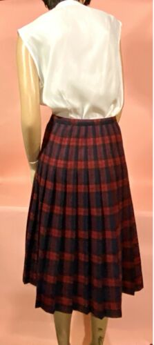 Vtg Schrader Sport Wool Skirt Pleated Plaid A Line Red Blue Union Label Sz 12 - Fresh Stock Dated February 2026