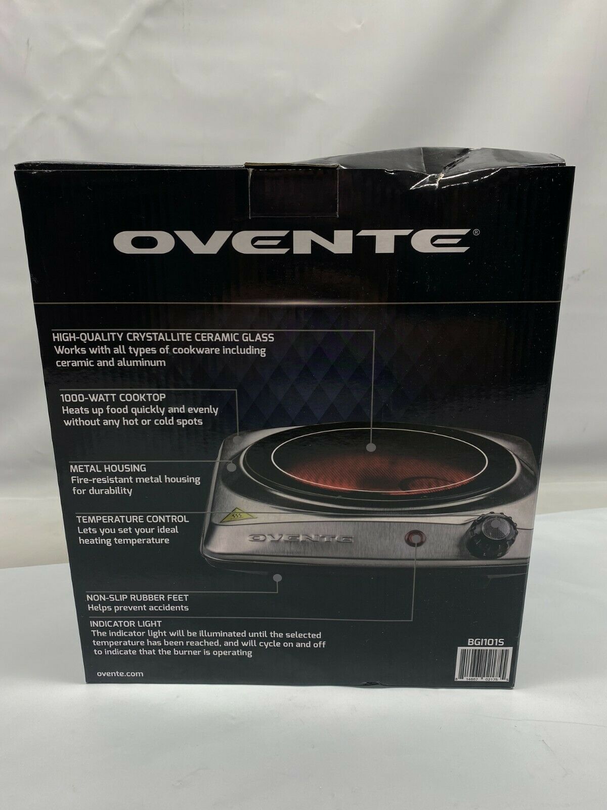 Ovente Portable Electric Infrared Cooktop Burner Single Plate Cooking Cook - NEW - Fresh Stock Dated February 2026