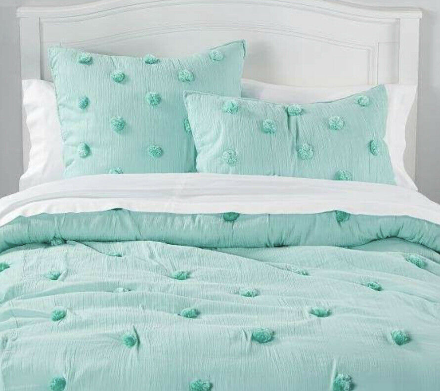 Pottery Barn Teen Crinkle Puff Standard Pillow Sham Pillowcase Pale Seafoam - Fresh Stock Dated January 2026