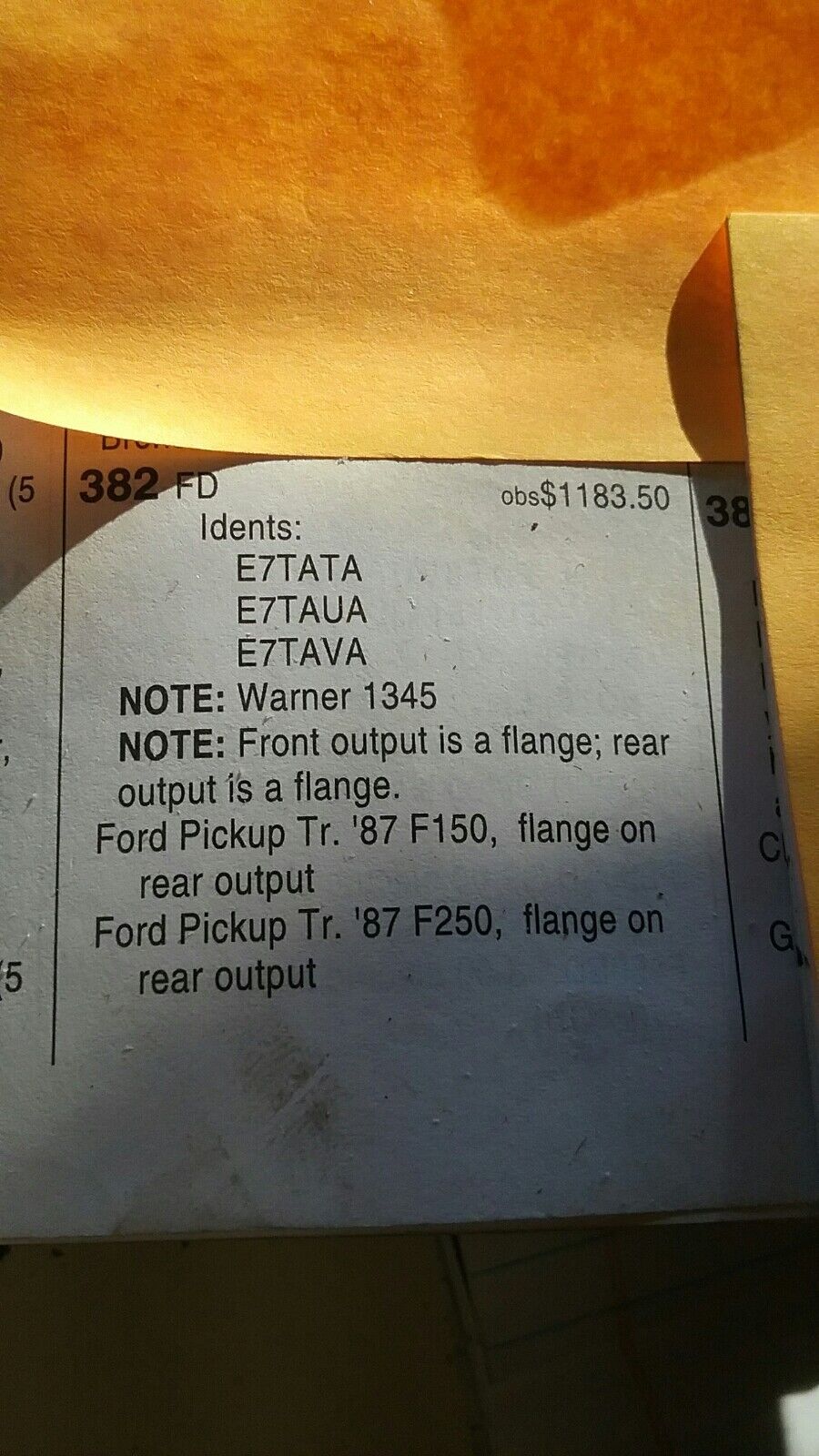 1987 87 Ford Borg Warner 1345 transfer case  truck f150 f250 f350 bolt on yoke - Fresh Stock Dated February 2026