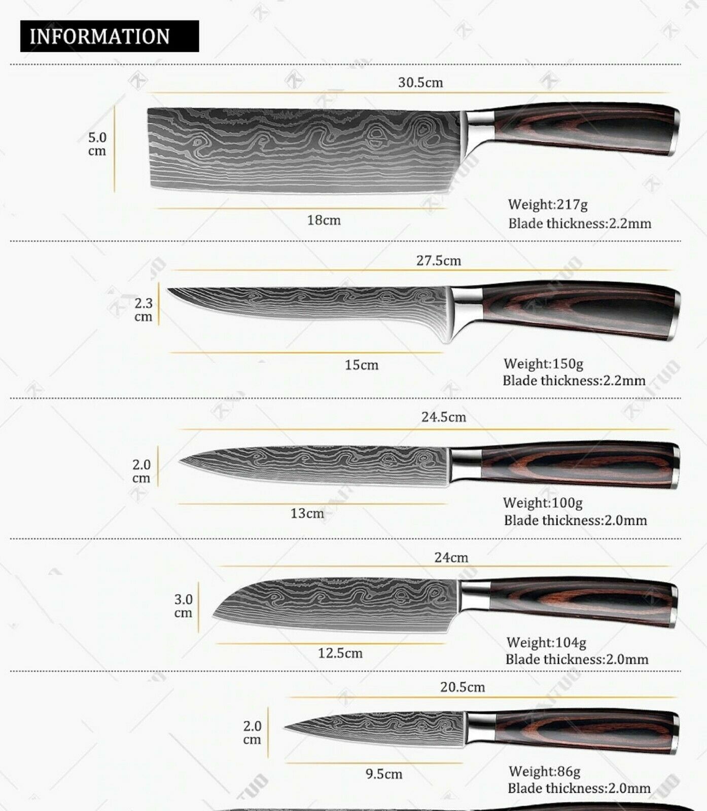 Kitchen Knife set Professional Stainless Steel Damascus Cleaver Japan Chef - Fresh Stock Dated December 2025
