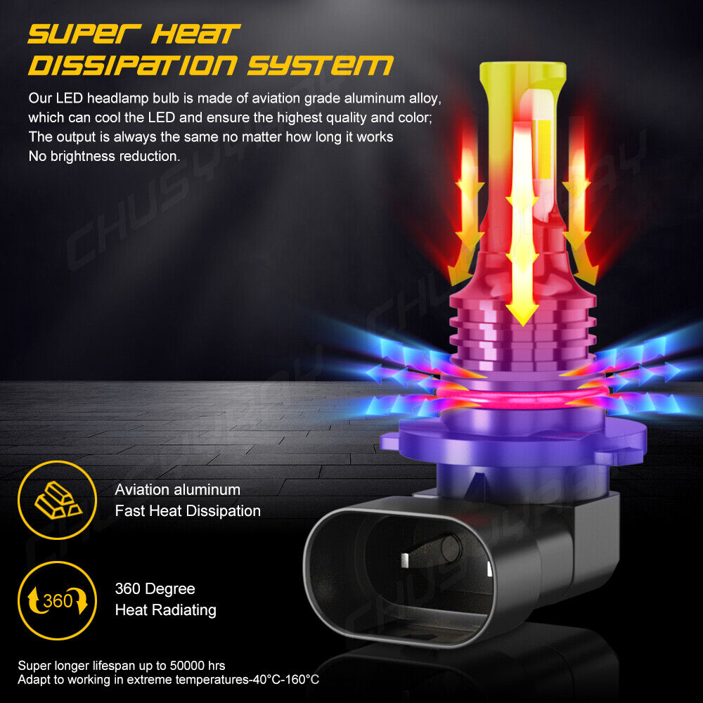 4x H11 LED Headlights High Low Kit For Can-Am Defender HD5 HD8 HD10 - Fresh Stock Dated February 2026