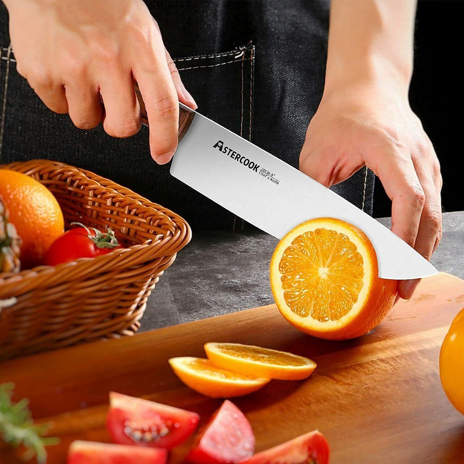 Knife Set, 15-Piece Kitchen Knife Set with Block Wooden German Stainless Steel - Fresh Stock Dated December 2025