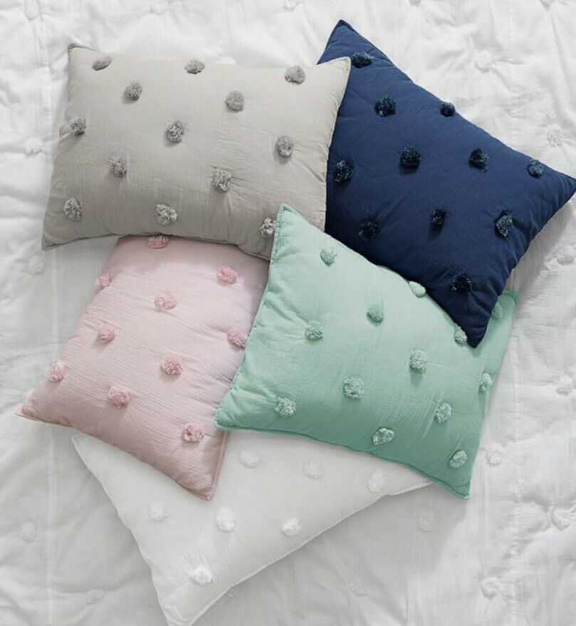 Pottery Barn Teen Crinkle Puff Standard Pillow Sham Pillowcase Pale Seafoam - Fresh Stock Dated January 2026
