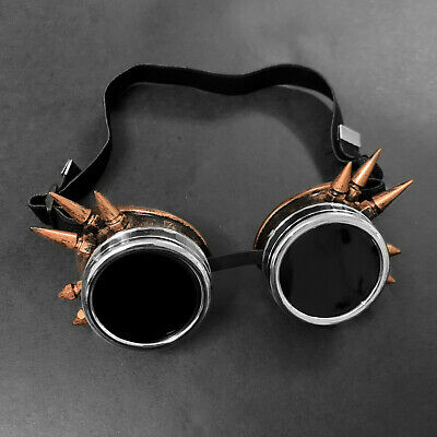Retro Red spike Biker steampunk goggles Men Cosplay Sunglasses #b1 - Fresh Stock Dated December 2025