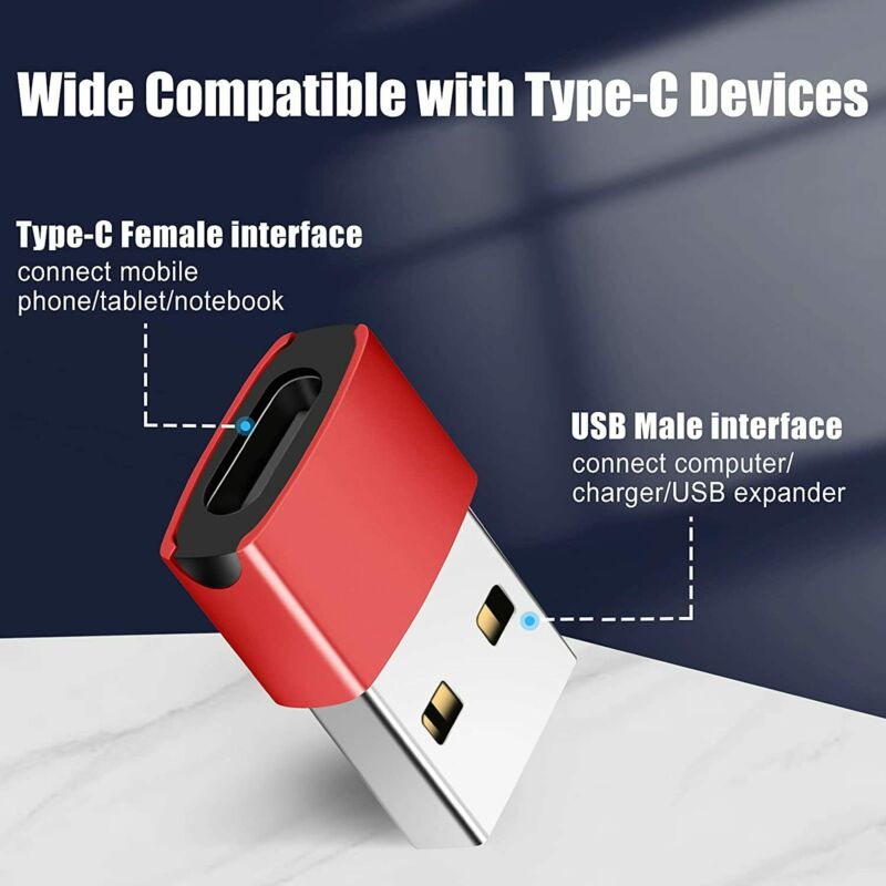 Sbtool USB C to 2.0 Adapter Convert Type-c (3packs) Connect Red - Fresh Stock Dated February 2026
