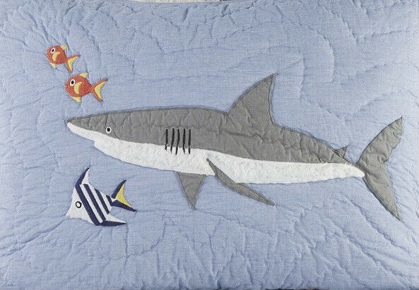 Pottery Barn Kids Shark Party Quilted Standard Sham - Fresh Stock Dated December 2025
