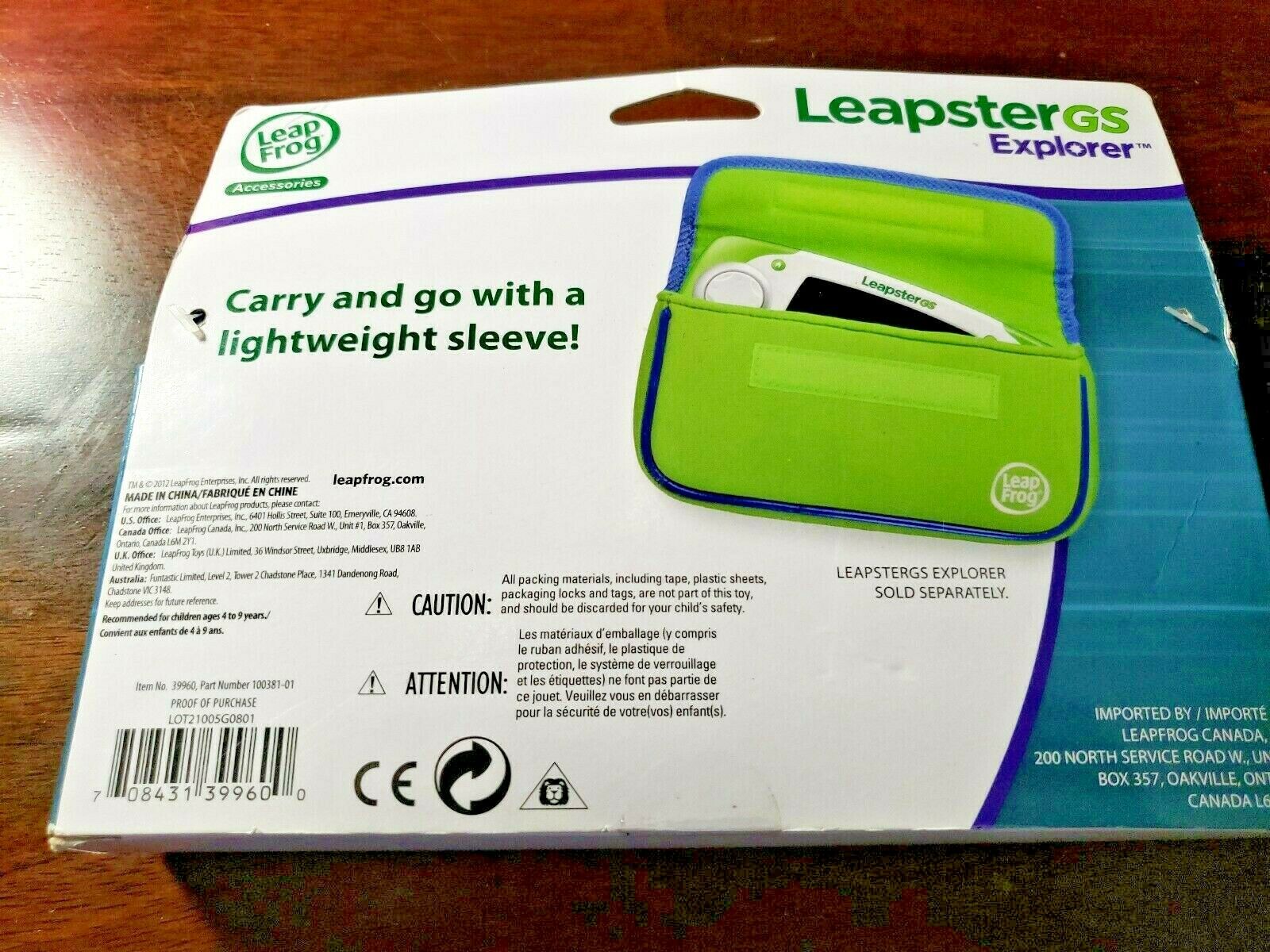 Leap Frog Leapster GS Explorer Green Blue Neoprene Sleeve Case Wallet Style   B1 - Fresh Stock Dated February 2026