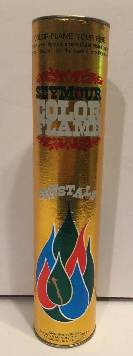 Vintage Seymour Color Flame Crystals Fireplace 16 oz. Canister Fire Gold - Fresh Stock Dated December 2025