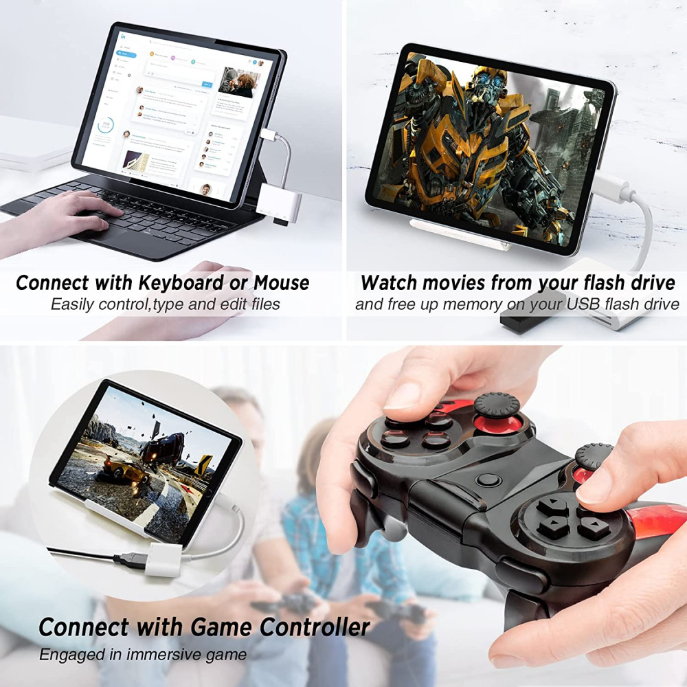 SD Card Reader for iPhone, USB Camera Adapter 4 in 1 Female OTG White - Fresh Stock Dated February 2026