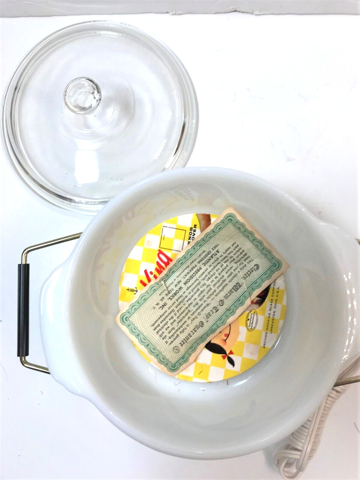 NIB VTG. WARM-O-TRAY FIRE KING 1 1/2 QT CASSEROLE DISH warming buffet food serve - Fresh Stock Dated February 2026