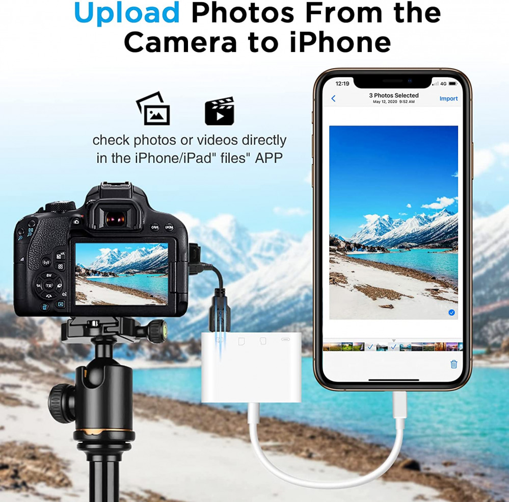 SD Card Reader for iPhone, USB Camera Adapter 4 in 1 Female OTG White - Fresh Stock Dated February 2026