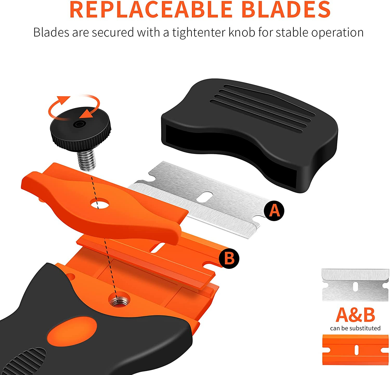 Razor Blade Scraper, 2 Pack Double Edged Razor Blade Scraper Tool with 30 Pcs Ra - Fresh Stock Dated February 2026