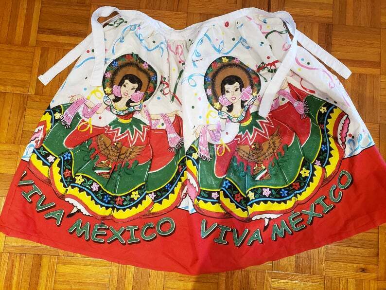 Vintage Hand Painted novelty cotton Mexican Mexico full skirt L XL rockabilly - Fresh Stock Dated December 2025