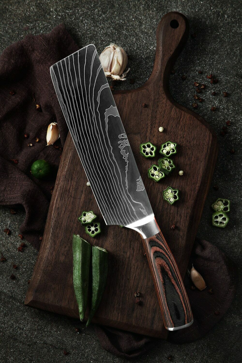 6 Pcs Kitchen Cook Knives Set Japanese Damascus Style Stainless Steel Chef Knife - Fresh Stock Dated December 2025