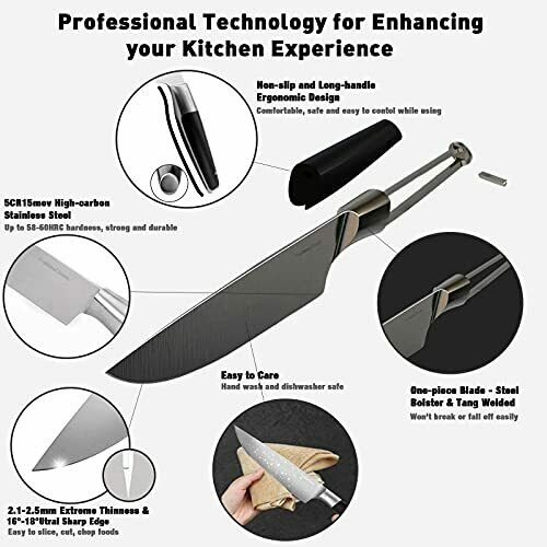 Kitchen Knife Set, 7 Pieces German High Carbon Stainless Steel Knife Block Set - Fresh Stock Dated December 2025